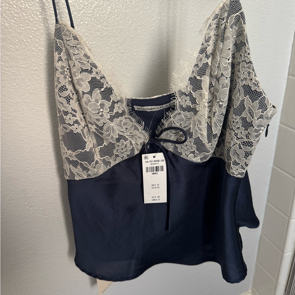 Lace Trim Navy Camisole